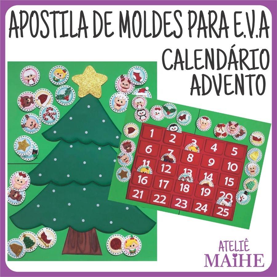 CALENDÁRIO ADVENTO ÁRVORE - Apostila de Moldes EVA