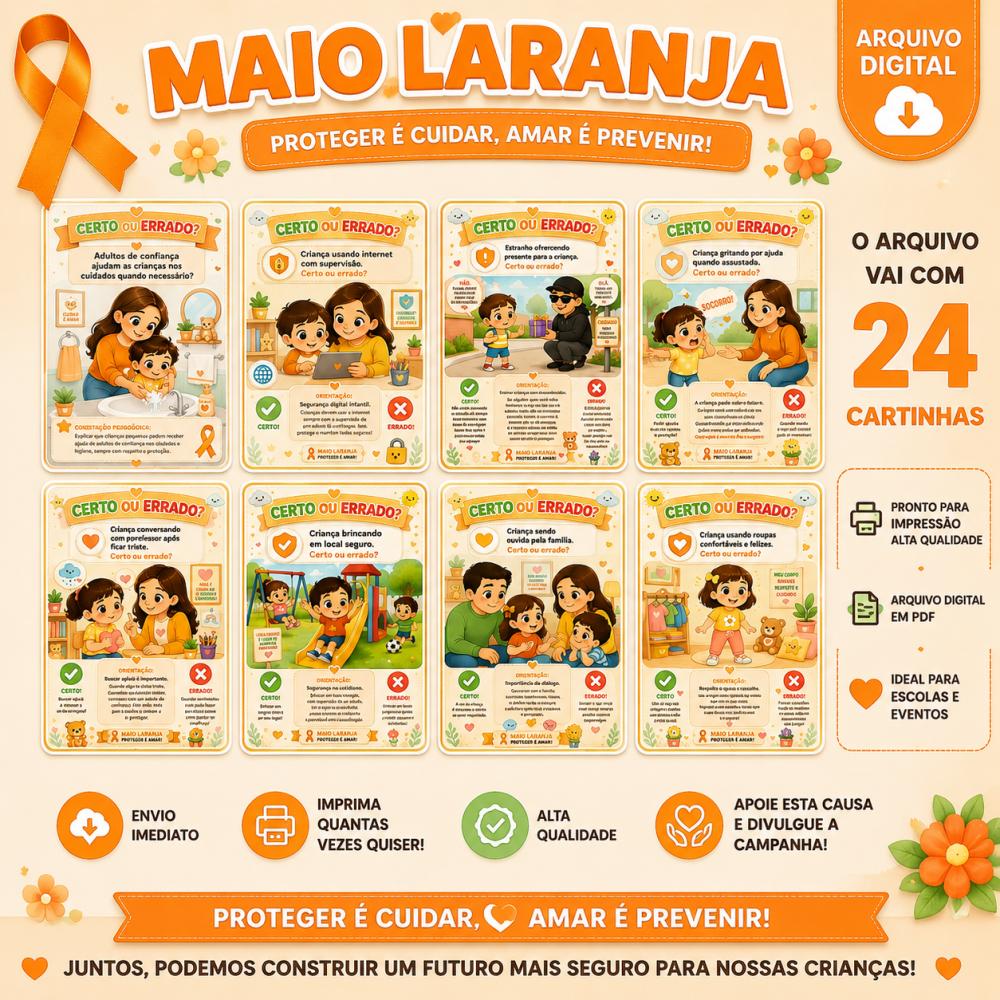 CARTINHAS EDUCATIVAS – CERTO OU ERRADO? | MAIO LARANJA