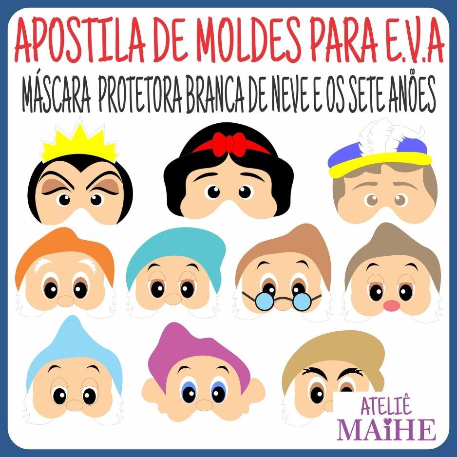 APOSTILA DE MOLDES PARA EVA MÁSCARA PROTETORA BRANCA DE NEVE E O