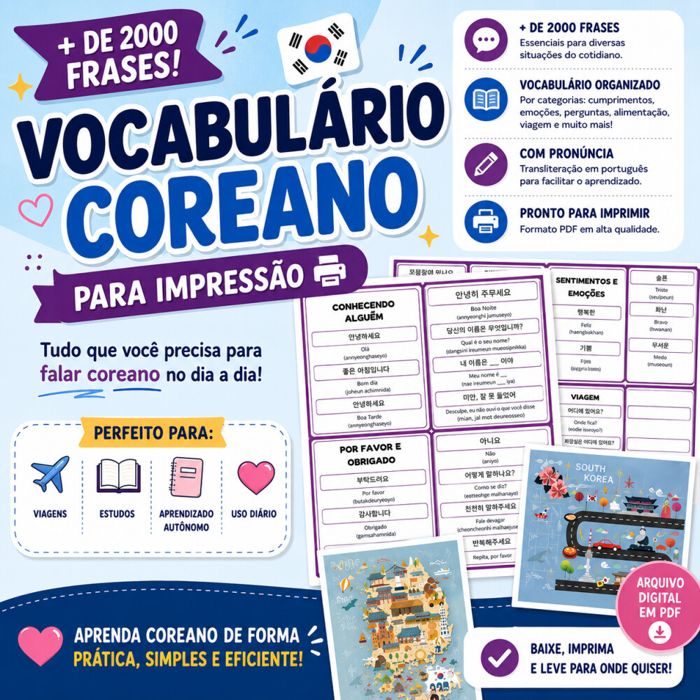 VOCABULÁRIO COREANO arquivo para impressão