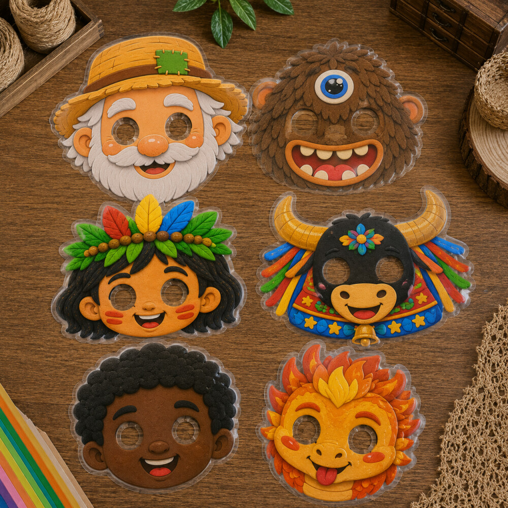 MÁSCARAS FOLCLORE - ARQUIVO DIGITAL PARA IMPRESSÃO