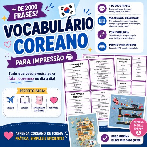 VOCABULÁRIO COREANO arquivo para impressão