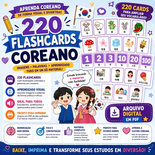FlashCards em Coreano - Arquivo para impressão