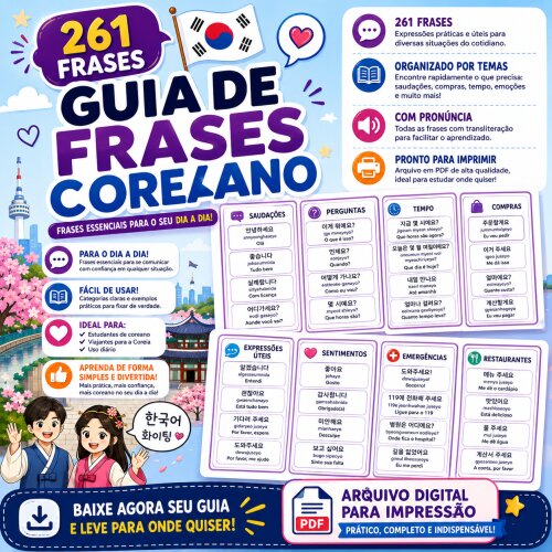 GUIA DE FRASES COREANO - Arquivo para Impressão