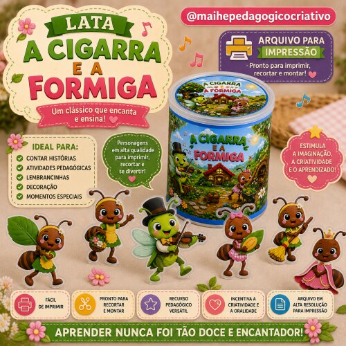 LATA A CIGARRA E A FORMIGA - ARQUIVO DIGITAL PARA IMPRESSÃO