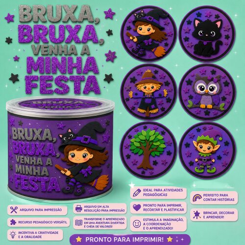 LATA BRUXA, BRUXA, VENHA A MINHA FESTA - ARQUIVO DIGITAL PARA IMPRESSÃO