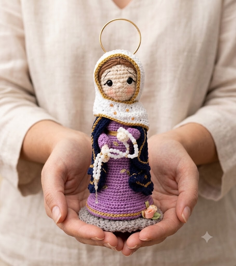 Nossa Senhora das Lágrimas em Amigurumi | Decoração Religiosa