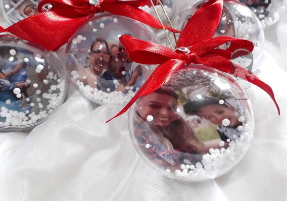 Bola de Natal Personalizada e Neve