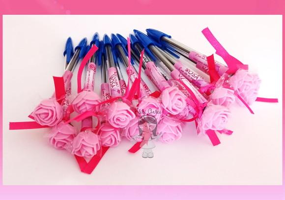 Canetas com Mini Rosas Dias das Mulheres