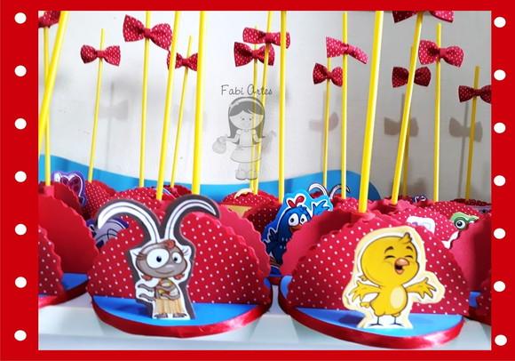 Centro de Mesa Galinha Pintadinha Vermelho Eva Estampado