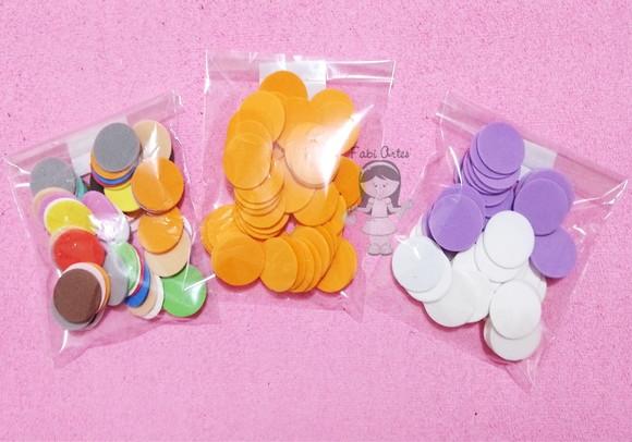 Kit 100 Apliques Circulo 2,5 cm em Eva