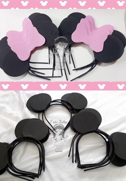 Kit 30 Tiaras Minnie Rosa ou Vermelha e 10 Tiaras Mickey