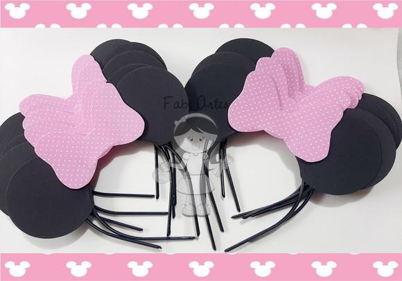 Kit 6 Tiaras Mickey e 6 Tiaras Minnie Rosa