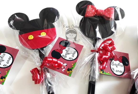 Mickey e Minnie 10 Ponteiras com Lápis, Embalagem e Tag.
