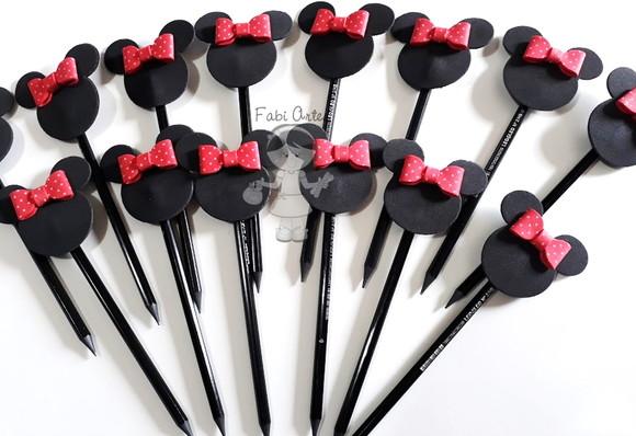 Mickey e Minnie 10 Ponteiras com Lápis, Embalagem e Tag.