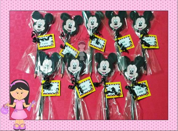 Mickey e Minnie Ponteiras Lápis e Tag