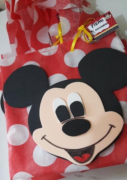 Sacolinha Mickey e Minnie com Tag e Fita