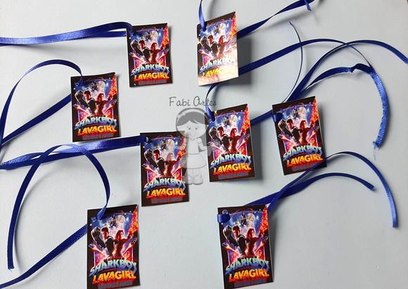 Sharkboy Lavagirl Tag Personalizada Fita de Cetim com 30 cm