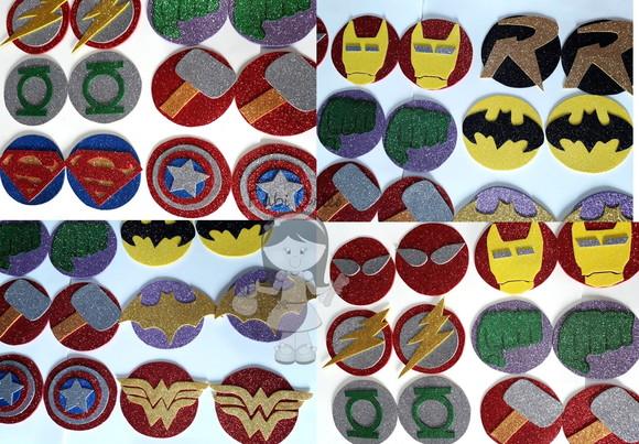 Símbolos Super Heróis de Eva com Glitter Natal 10 cm