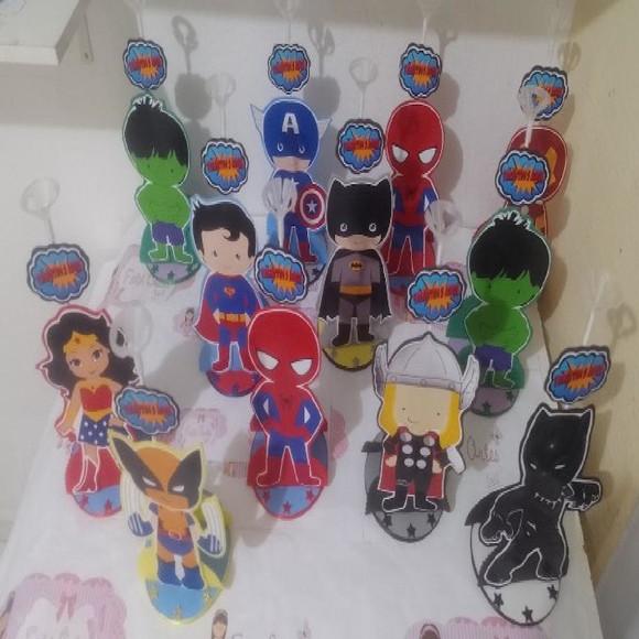 Super Heróis Centro Mesa Porta Guardanapos Nome Idade 10un I