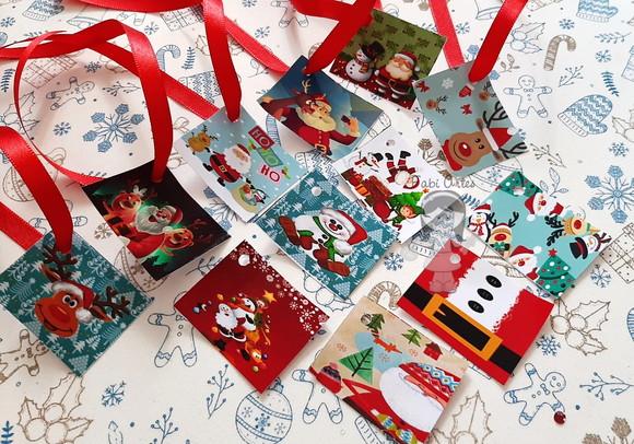 Tag de Natal com Fita de Cetim