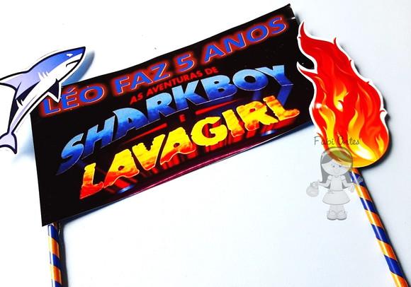 Topo de Bolo Sharkboy Lavagirl