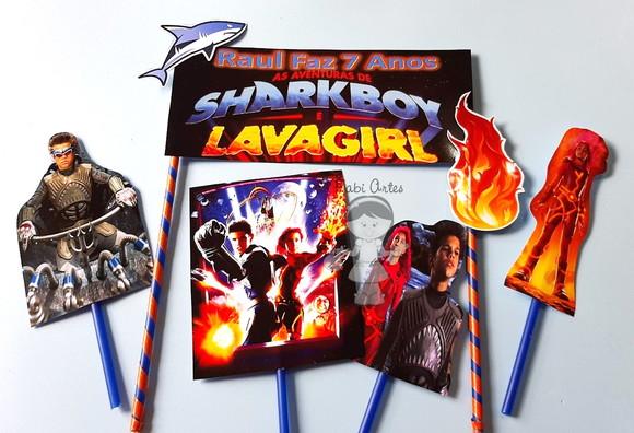 Topo de Bolo Sharkboy Lavagirl
