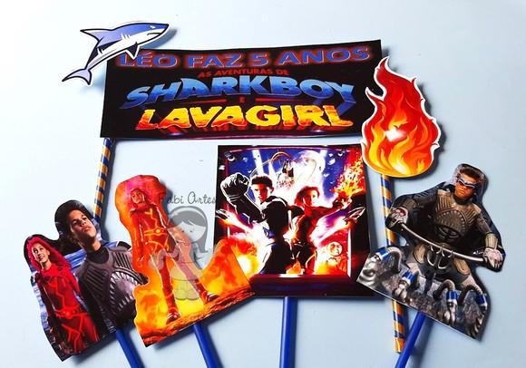 Topo de Bolo Sharkboy Lavagirl