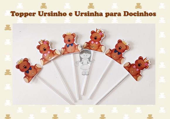 Topper Ursinho e Ursinha 25 Unidades