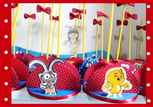 Centro de Mesa Galinha Pintadinha Vermelho Eva Estampado