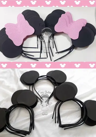 Kit 10 Tiaras Minnie Rosa E10 Tiaras Mickey