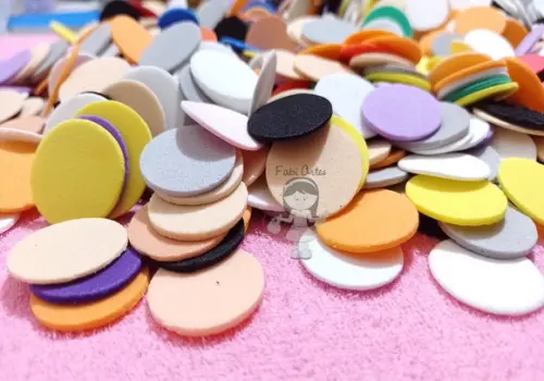 Kit 100 Apliques Circulo 2,5 cm em Eva