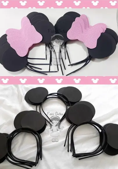 Kit 15 Tiaras Minnie Rosa e 15 Tiaras Mickey