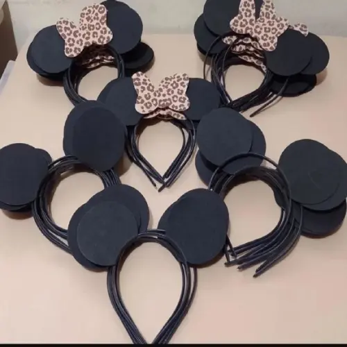 Kit 70 Tiaras Minnie Laço Oncinha e 70 Tiaras Mickey