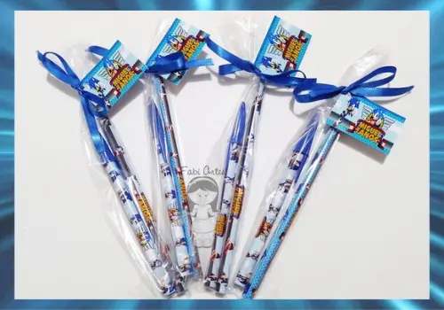 Kit Caneta e Lápis Sonic 30 Unidades