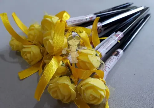 Lápis com Mini Rosas Amarela