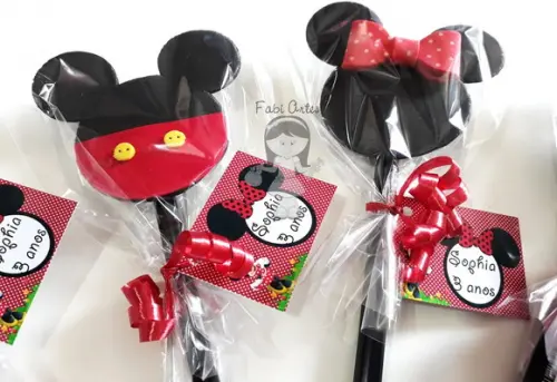 Mickey e Minnie 10 Ponteiras com Lápis, Embalagem e Tag.