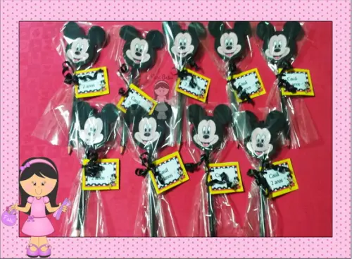 Mickey e Minnie Ponteiras Lápis e Tag