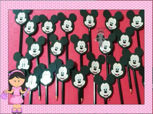 Mickey e Minnie Ponteiras Lápis e Tag