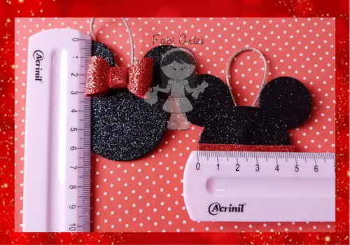 Minnie e Mickey Enfeite de Natal em Glitter