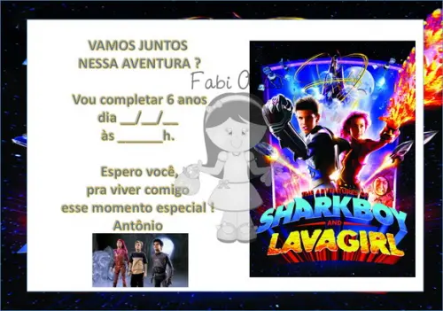 Sharkboy e Lavagirl Convite Virtual