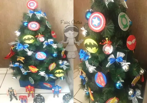 Símbolos Super Heróis de Eva com Glitter Natal 10 cm