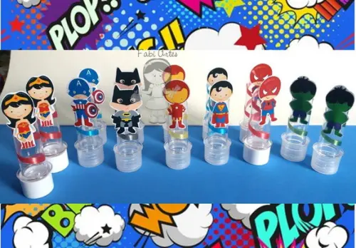 Super Heróis Tubetes Pequenos com Fitilho