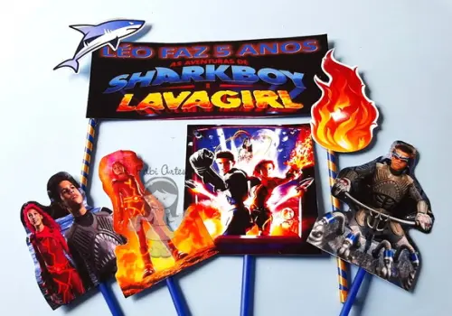 Topo de Bolo Sharkboy Lavagirl