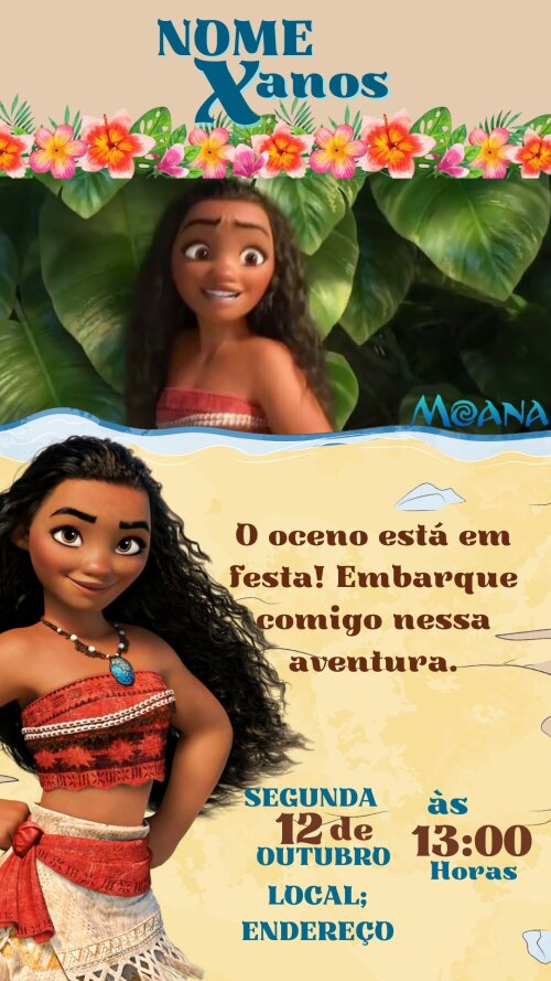 Moana 1 Convite Animado em Vídeo