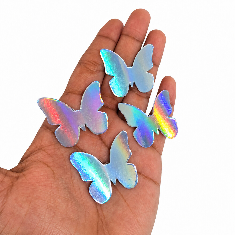 40 Borboletas Holográficas Laminadas 3x3cm Decoração Festa Inf