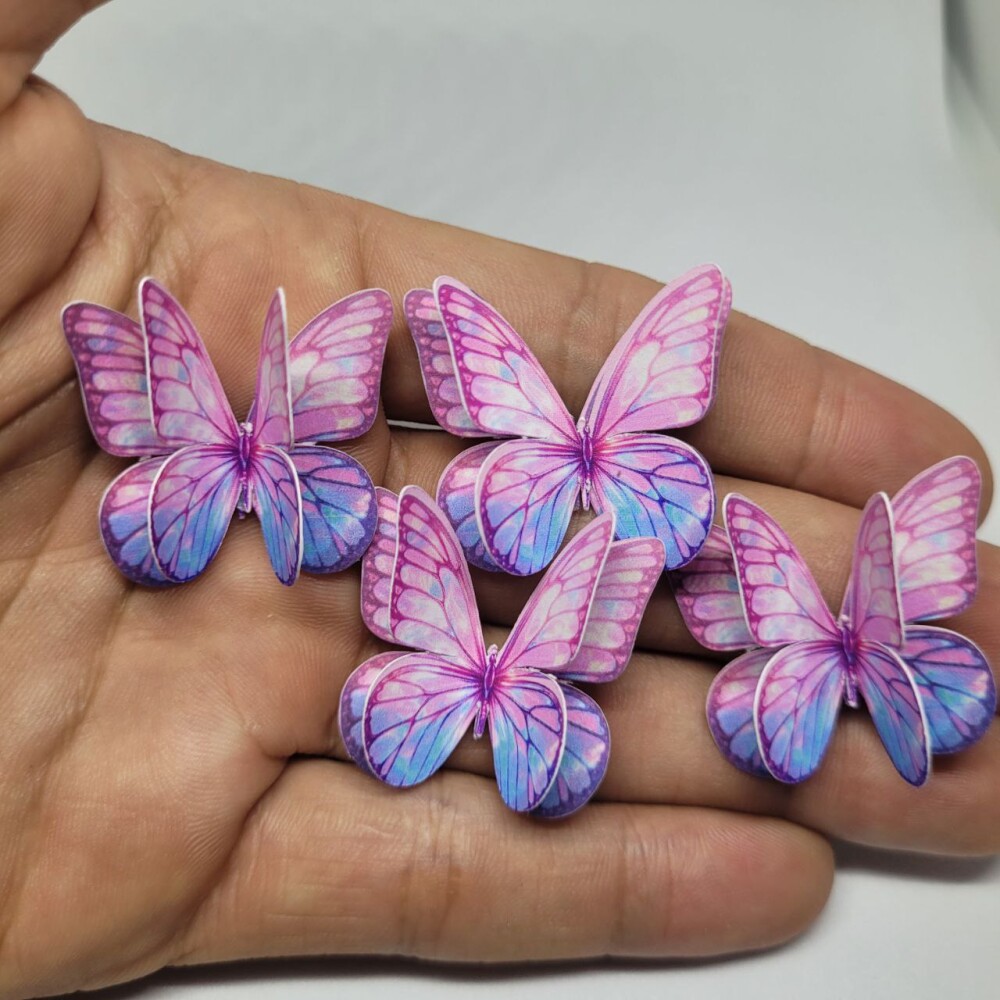 40 Borboletas 3D Duplas Decorativas Para Bolo Parede Festa E Aniv