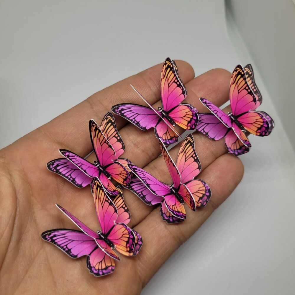 40 Borboletas 3D Duplas Decorativas Para Bolo Parede Festa E Aniv