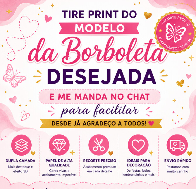 40 Borboletas 3D Duplas Decorativas Para Bolo Parede Festa E Aniv