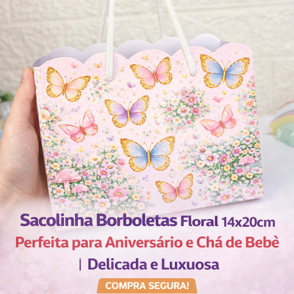 Sacolinha Jardim das Borboletas Pegue e Monte Lembrancinha Festa